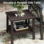 RoyalCraft Outdoor Patio Furniture Set, 3 Pieces Metal Patio Conversation Set with Side Table for Porch Garden Backyard, Beige