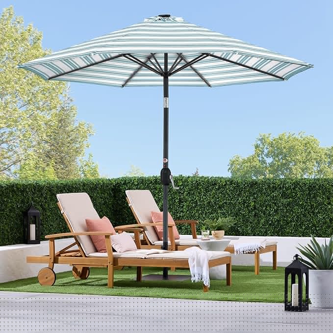 Best Choice Products 10ft Solar Polyester LED Lighted Patio Umbrella w/Tilt Adjustment and UV-Resistant Fabric