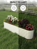2 Pcs Raised Garden Beds Outdoor 8x2x1.5 ft - Galvanized Steel Planter Box for Vegetables, Flowers, Rust-Resistant Garden Box, Easy Assembly Raised Beds, Durable Planters for Outdoor Plants, Beige