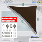 Amgo 10' x 10' x 14' Brown Right Triangle Sun Shade Sail UPF50+ Canopy Awning AGSLT, 95% UV Blockage, Water & Air Permeable, 200GSM Heavy Duty Commercial and Residential (We Make Custom Sizes)