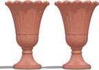 23" Tall Planters for Outdoor Plants Set of 2, Planter with Drainage Holes and Petal Design, Large Outdoor Planters for Porch, Garden, Indoor, Red