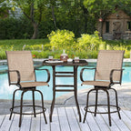 Yaheetech Patio Swivel Barstools Outdoor Chairs Set of 2, High Bistro Stools Outdoor Furniture, All-Weather Patio Stools for Outside, Beach, Lawn, Poolside and Garden, Brown