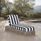SAFAVIEH Outdoor Patio Furniture Collection - Gillian Heather Tan Rope Daybed, Navy Stripe Cushion, Coastal Sunlounger, Fully Assembled (PAT7527F)