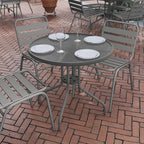 Flash Furniture Bellamy 31.5'' Round Indoor/Outdoor Tempered Glass Metal Frame Side Table, Silver