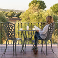 Bistro Set with Cast Aluminum Table and 2 Chairs, Umbrella Hole