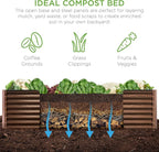 Best Choice Products 8x4x2ft Outdoor Metal Raised Garden Bed, Deep Root Planter Box for Vegetables, Herbs & Flowers, 478-Gallon Capacity, 100% Non Toxic Materials - Dark Brown Wood Grain