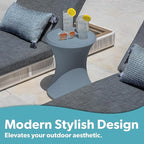 Coast Modern Outdoor Side Table - Lounger Table for Inside Pool or on Patio - All-Weather Furniture for Sun Shelf Up to 15" - Stone Blue