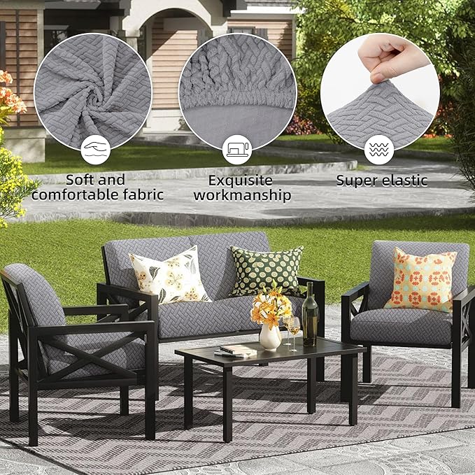 Sofa Cushion Covers, Stretch Fit Outdoor, Multi-Piece Set