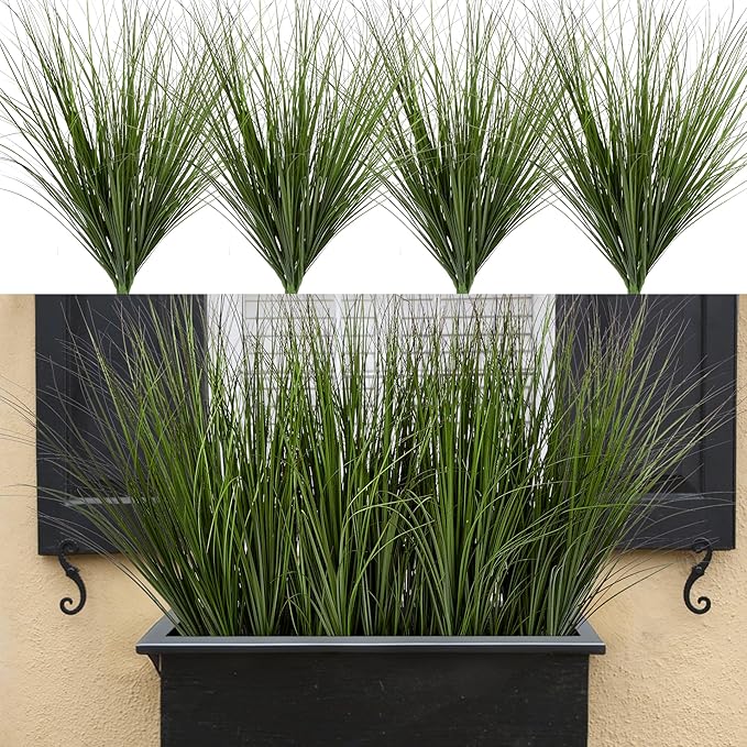 Artificial Wheat Grass Greenery, 24 Pieces, 26.4 Inch Green Plastic Stems