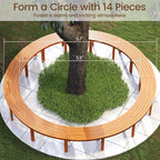 Tangkula Acacia Wood Outdoor Curved Bench Set of 3, Patio Garden Backless Fire Pit Bench with 1200 lbs Weight Capacity, Outside Seating Furniture for Front Porch, Deck & Backyard