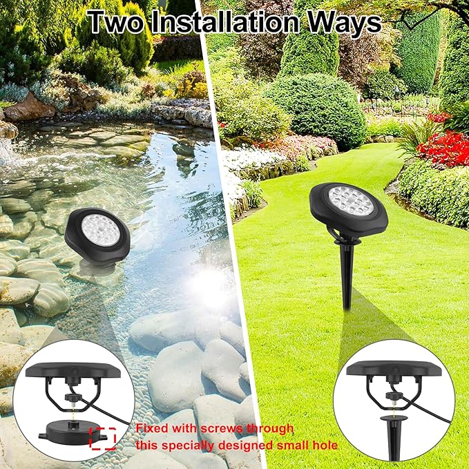 Solar Pond Lights, 18 LED Super Bright Underwater Spotlights LED Submersible Pond Light IP68 Waterproof Fountain Lights for Fish Aquarium Tank Garden Yard Pool Decor Cold White (3-in-1)