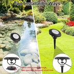 Solar Pond Lights, 18 LED Super Bright RGB LED Underwater Spotlights Color Changing Submersible Pond Light IP68 Waterproof Fountain Lights for Fish Aquarium Tank Garden Yard Pool (3-in-1)