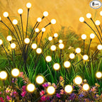 Solar Lights Outdoor-8Pack 64LEDs Solar Garden Firefly Lights Outside,Solar Powered Light Outdoor and Garden Decorative IP65 Waterproof,Yard Patio Pathway Decor,Gardening Gifts for Women,Warm White