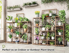 EnHomee Plant Stand Indoor Large Plant Stand Outdoor 5 Tiers Wood Tiered Plants Shelf for Multiple Plants with 10-15 Potted for Living Room Patio Balcony Yard Garden 34.3" W x 11.8" D x 47.2" H
