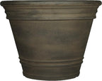 Sunnydaze 20-Inch Franklin Large Plant Pot - Polyresin Round Outdoor Planter with Drillable Drainage Hole - Sable