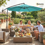 Outsunny 10 ft Offset Patio Umbrella with Cover, Round Hanging Cantilever Umbrella with 6-Position 360° Rotation, Crank Handle, Tilt, Cross Base, Heavy Duty Outdoor Umbrella for Garden
