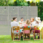 Casaphoria Metal Privacy Screen Outdoor, 72" H x 47" W Freestanding Decorative Privacy Screen for Patio Deck Balcony Garden with Stable Base, Grey-Louvered