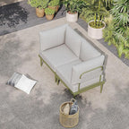 Sundale Outdoor 2 Pieces Metal Patio Furniture Set, Outdoor Sectional Sofa w/6 Inch Olefin Cushion, Modern Outdoor Conversation Sets for Porch, Balcony