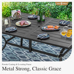 Sophia and William Swivel Patio Dining Set for 6, Outdoor Table and Chairs, Removable Seat Cushions, 60" Black Patio Dining Table,Red