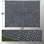 SAND MINE Waterproof Outdoor Rug 8x10 ft, Plastic Reversible Rug, Modern Area Rug, Large Floor Mat for Outdoors, RV, Patio, Backyard, Deck, Picnic, Beach, Camping (8' x 10', Black Grey Lattice)