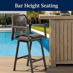 Best Choice Products Outdoor Bar Stools Set of 2, Bar Height, 360° Swivel Aluminum Frame, All-Weather Woven Rope Chair Design w/Armrests - Brown/Mocha