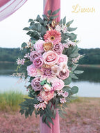 Artificial Silk Flowers, Dust Pink Wedding Arch Floral Swag Set