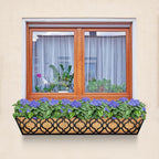 6pcs 30 Inch Window Deck with Coco Liner, 30" Window Boxes Horse Trough with Coconut Coir Liner, Metal Hanging Flower Planter Window Basket Deck Railing Planter Boxes for Outdoor Indoor Lawn