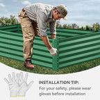 YITAHOME 2pcs 8x4x1.5 in Galvanized Raised Garden Bed Kit, Large Metal Planter Box with Gloves, Safety Rubber & Support Rod, Outdoor Flower Bed for Plants Vegetables, Green