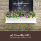 Mayne Fairview 3ft Durable Self Watering Window Box Planter with Wall Mount Brackets, UV & Weather Resistant, Double Wall Design, New England Architecture for Outdoor Décor, Black