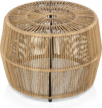 Furniture of America Ysar Boho Rattan Round Coffee Table Outdoor with Metal Frame, All-Weather and Rust Resistant, Handcrafted Coastal Furniture for Patio, Poolside, Garden, Yard, Natural Brown