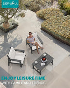 SERWALL HDPE Outdoor Couch Set of 2, All-Weather Wood-Like Patio Furniture Set - Image 2