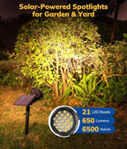 Solar Spot Lights for Outside, 21 LED Outdoor Solar Lights for Yard, 4 Pack Solar Spotlights Waterproof Auto On/Off for Landscape, Wall, Garden, Pool, Tree, Pathway and Driveway(Warm White)