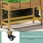YITAHOME Raised Garden Bed HDPE, 47x18x31In Poly-Wood Weather-Resistant Raised Flower Bed, Elevated Planter Box with Lockable Wheels for Vegetables, Brown
