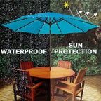 Blissun 9 ft Solar Umbrella, 32 LED Lighted Patio Umbrella, Table Market Umbrella, Outdoor Umbrella for Garden, Deck, Backyard, Pool and Beach (Light Blue)