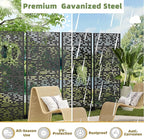 Casaphoria 72" H x 47" W Metal Privacy Screen, Outdoor Freestanding Decorative Divider for Patio, Deck, Balcony, and Garden with Stable Base, Black-Godfrey