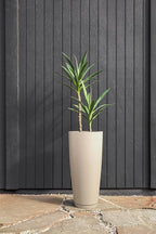 Veradek Vega Round Tall Planter Pots for Indoor/Outdoor Use | Made from Plastic - Stone Mix with Drainage Holes | Perfect for Small to Large Succulent Plants, Flowers, Modern Interior Plants