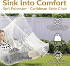 Sunnydaze Outdoor Hammock Chair Swing - Hanging Hammock Swing - Hanging Reading Chair - Soft-Spun Polyester Rope - Caribbean XL - Tan