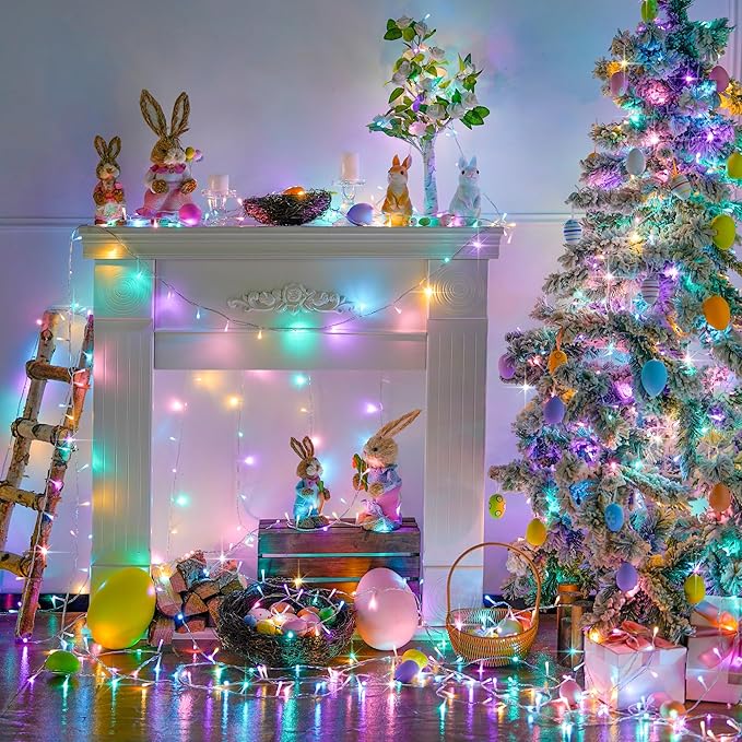Easter String Lights, 168 ft LED Multicolor Clear Wire with Remote
