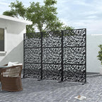 Casaphoria Metal Privacy Screen Outdoor, 72" H x 35" W Freestanding Decorative Privacy Screen for Patio Deck Balcony Garden with Stable Base, Black-Net