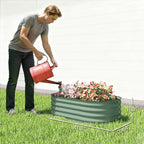 Outsunny 3.5' x 2' x 1' Galvanized Raised Garden Bed Kit, Outdoor Metal Elevated Planter Box with Safety Edging, Easy DIY Stock Tank for Growing Flowers, Herbs & Vegetables, Green