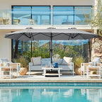 SUPERJARE 13FT Outdoor Umbrella for Patio, Double sided Pool Umbrellas with Fade Resistant Canopy, Large Table Umbrella for Deck, Market, Backyard - Gray