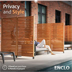 6.1ft H x 3ft W (1 Panel) Freestanding or Surface Mounted Enclo Tiaga Privacy Screen, Wood Fence Screen, Outdoor or Indoor Decorative Privacy Panel, Great for Balcony, Patio, Deck, AZ18030