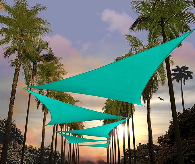 Amgo Custom Size 11' x 11' x 11' Turquoise Triangle Sun Shade Sail UPF50+ AGTAPRT12, Order to Make Canopy Awning, 95% UV Blockage, Water & Air Permeable, Commercial Standard (We Customize)