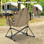Ainfox Hammock Camping Chair, Foldable Portable Rocking Chairs for Adults Outside Swinging Camp with Cup Holder Pillow for Outdoor Patio Poolside (Brown)