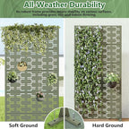 Casaphoria Metal Privacy Screen Outdoor, 60" x 30" W Freestanding Decorative Privacy Screen for Patio Deck Balcony Garden with Stable Base, Green-Brick