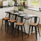 Outdoor Metal Bar Stools Set of 4, 24 inch Barstools Counter Height Bar Stool - Image 8
