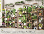 EnHomee Plant Stand Indoor Wood Plant Stand Outdoor Tiered Plant Shelf for Multiple 16-21 Potted Plants for Living Room Patio Balcony Yard Garden 44.9" W x 11.8" D x 62.2" H