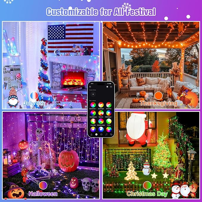 String Lights 800 LED RGB, 264 ft, Indoor and Outdoor Use