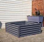 A ANLEOLIFE Set of 6, 18 Inch Tall Quartz Grey Raised Garden Beds Kit, Rectangular & Square Metal Planters for Structured Garden Layouts
