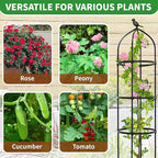 2-Pack 6.7FT Garden Obelisk Trellis for Climbing Plants,81”Metal Plant Support Tower,Heavy Duty Thickened Tube,Rustproof Black Vine & Flower Stand for Outdoor Indoor Use